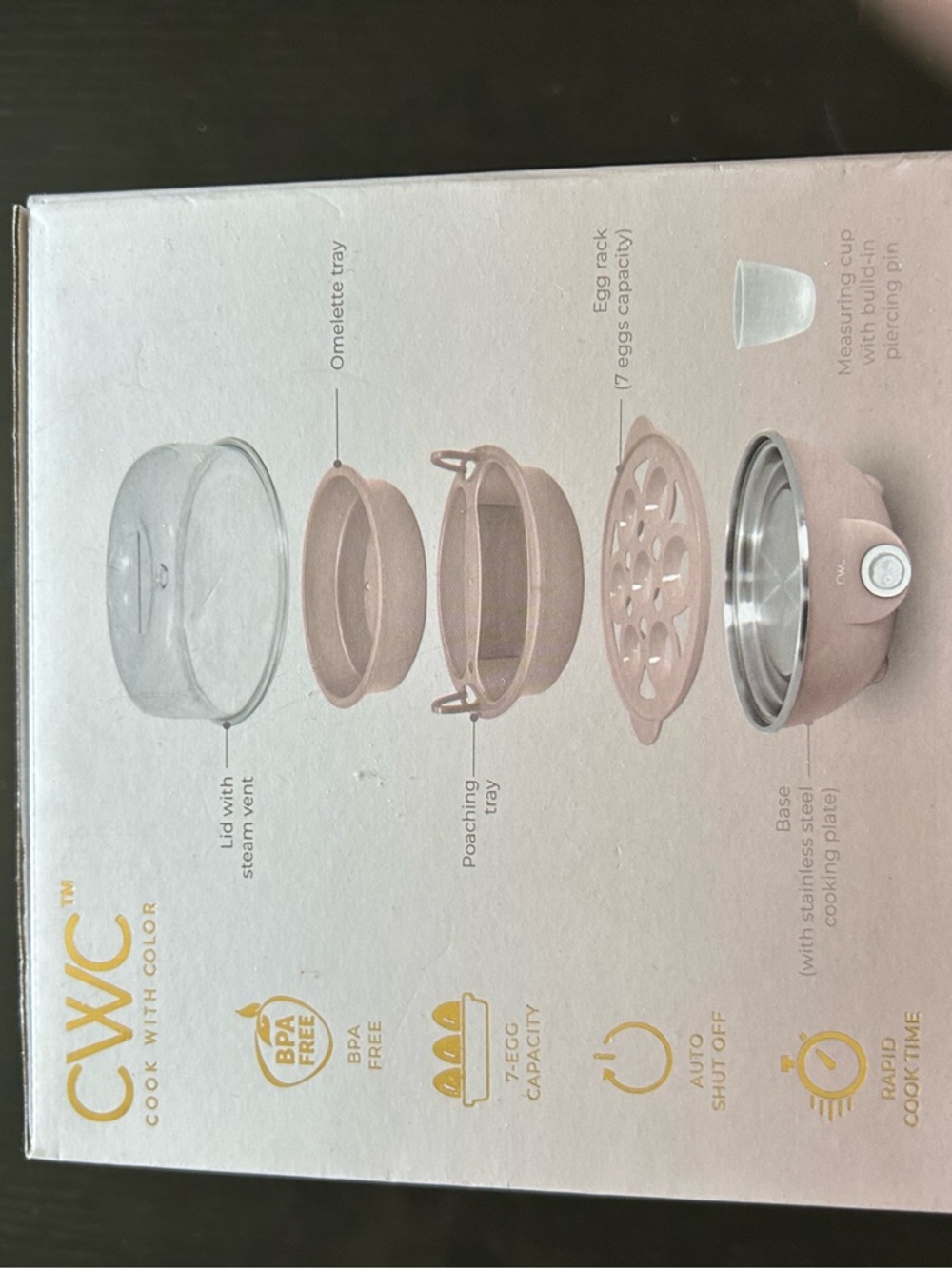 CWC Electric Egg Cooker — Dusty Pink One-Button Egg Maker - Picture 2 of 3